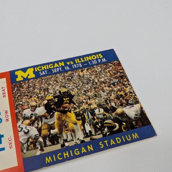Vintage University of Michigan Football vs Illinois 1978 Ticket Stub - Picture 5 of 5